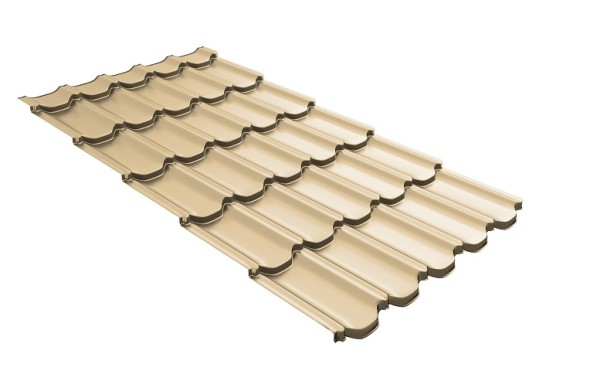 Металлочерепица квинта плюс с 3D резом 0,45 PE RAL 1014 слоновая кость купить в Тосно