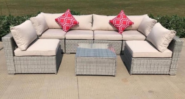 Диван-Трансформер AFINA модульный плетеный из иск. ротанга YR822BgB Grey/Beige купить в Тосно