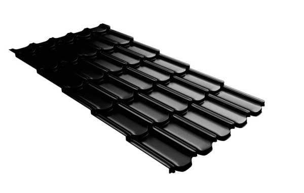 Металлочерепица квинта плюс с 3D резом 0,5 GreenСoat Pural Matt RR 33 черный (RAL 9005 черный) купить в Тосно