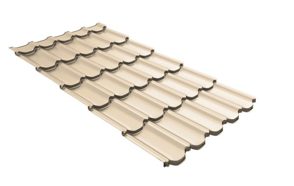 Металлочерепица квинта плюс с 3D резом 0,5 Satin RAL 1015 светлая слоновая кость купить в Тосно