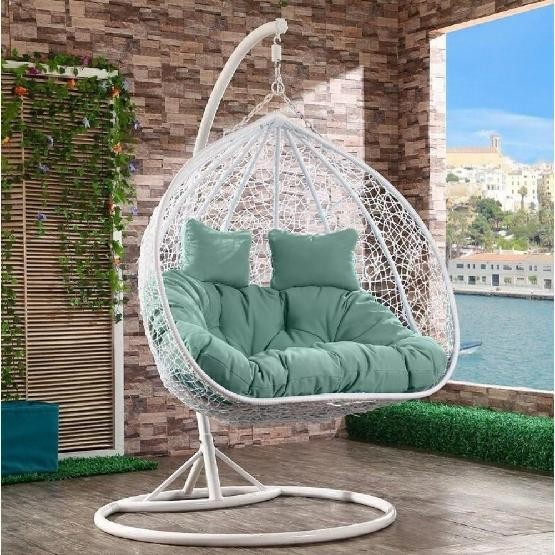 Кресло Подвесное из искусственного ротанга AFM-109A White/Green купить в Тосно